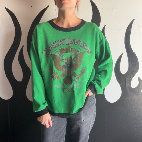 Harley-Davidson Green and Black sweater - Picture 1 of 9